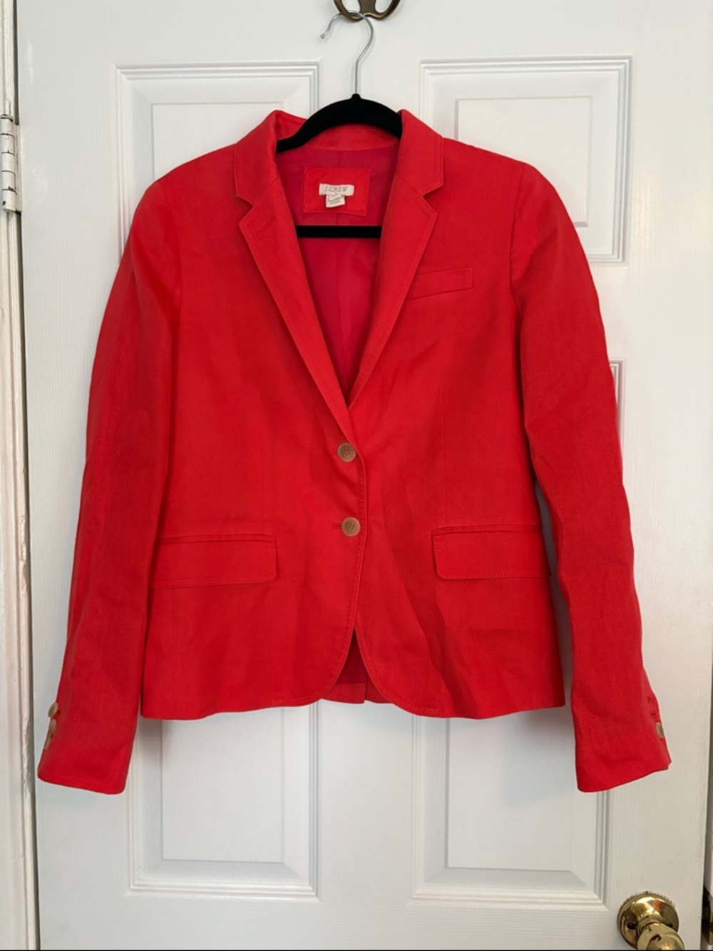 J.Crew  Bright Red  linen Tailored Blazer size 2